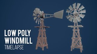 Low Poly 3D Windmill Modeling Timelapse in Maya LT