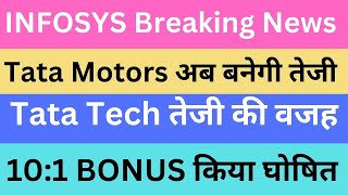 INFOSYS Breaking News | Tata Motors अब बनेगी तेजी | Tata Tech तेजी की वजह | 10:1 BONUS किया घोषित