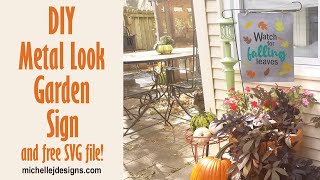 DIY Metal Look Fall Garden Sign