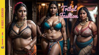 Curvy Plus-Size Indian Girl in Tribal Fashion | AI Model Look Book | Virtual Influencer