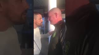 Ex Rangers player Nacho Novo confronts Celtic fan