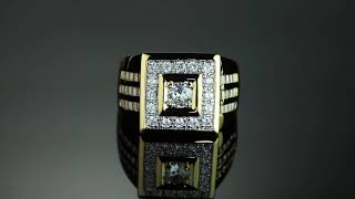 Cubic Zirconia Square Ring 14k Yellow Gold-Plated Sizes 8-16