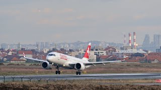 GO-AROUND! UNSTABLE APPROACH! Swiss A220 #belgradeairport #arrival #aviation #atc #airbus #4k