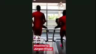 Klopp films Liverpool players (Salah, Mane, Firmino) on the treadmill! Absolutely Hilarious!