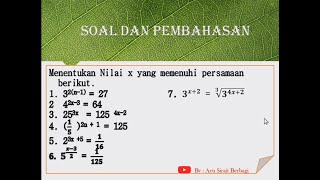 Cara Mudah Menentukan Nilai x yang memenuhi persamaan || BILANGAN BERPANGKAT