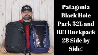 Patagonia Black Hole Pack 32L and REI Ruckpack 28 side by side!!!