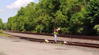 Track foreman lubing up a switch