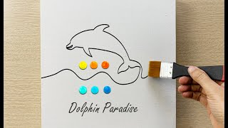 Daily challenge #268 / Acrylic /  Dolphin Paradise Island Painting