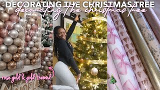 decorating the christmas tree🎄 *rose gold & gold theme* 🌟