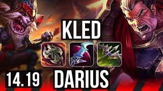 KLED vs DARIUS (TOP) | 14/1/8, 7 solo kills, Legendary, 600+ games | EUW Master | 14.19