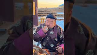 We eat Chop meat in the vastness of Mongolia