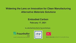 Innovation for Clean Manufacturing: Embodied Carbon