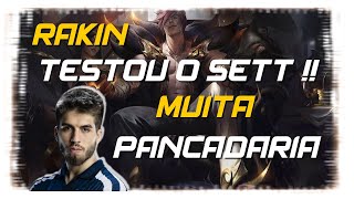 NOVO CAMPEÃO SETT  É SO PANCADARIA, RAKIN TESTANDO O CAMPEÃO,  LEAGUE OF LEGENDS.