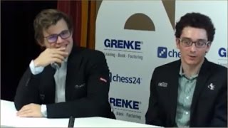 Interview With GMs Magnus Carlsen And Fabiano Caruana | GRENKE Chess Classic 2017 Round 4