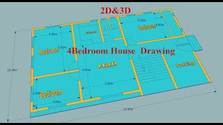 نقشه ساختمان 10X16 متر 4 اطاقه  Building plan 10x16 meters, 4 rooms