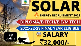 Solar Plant Recruitment 2023 | Freshers | Latest Solar Jobs | Greenko Energy Job | Latest Jobs 2023