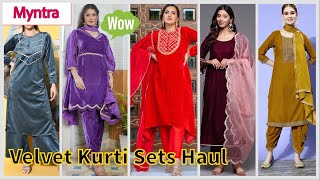 Designer Velvet Kurti Sets Haul | Myntra Velvet Kurta Sets Haul