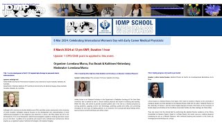 IOMP Webinar, 8 Mar 2024: Celebrating International Women’s Day with Early Career Medical Physicists