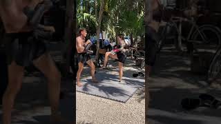 Muay Thai exhibition at Tulum Beach Mexico