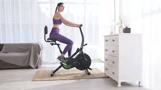 Cultsport Austin Air Bike Exercise Cycle With Moving Handle, Back Support Seat and Handle