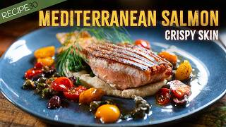 Pan Seared Crispy Skin Mediterranean Salmon