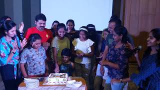 Emcee Nandhini organizing cake cutting during SJB Conclave Fun & DJ night at Sheraton Grand ECR