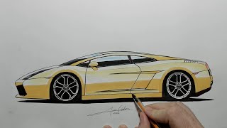 COMO DESENHAR CARROS: Lamborghini Gallardo (Tutorial de pintura)