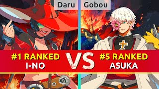 GGST ▰ Daru (#1 Ranked I-No) vs Gobou (#5 Ranked Asuka). High Level Gameplay