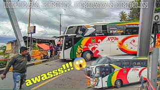 SUPIR HANDAL BUS PADANG JAKARTA ‼️DI BELOKAN SEMPIT😲JEMBATAN OMBILIN||BEGINI SKILLNYA🤔||