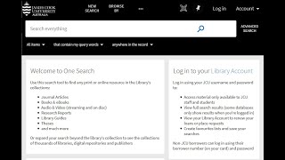 Introduction to JCU Library's One Search