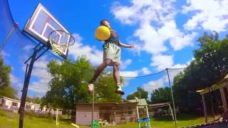 TRAMPOLINE BASKETBALL DUNKS AND FLIPS!