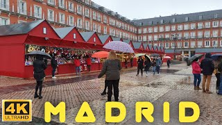 [4K] MADRID RAINY CHRISTMAS WALKING TOUR 2021.PUERTA DEL SOL TO PLAZA MAYOR.