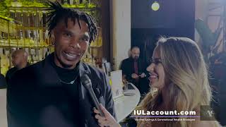 Kristina Urribarres interviews guests at Leila Ciancaglini's Pre LA Fashion Week 2023