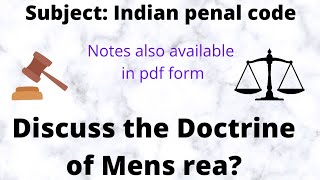 Discuss the Doctrine of Mens rea?