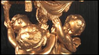 Three Cherubs Gilt Metal and Marble Table Clock by Vincenti 2772