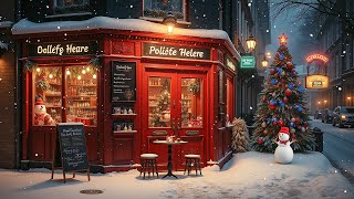 A Cozy Winter Coffee Shop Ambience with Smooth Jazz Music & Softly Falling Snow ☕Christmas Jazz