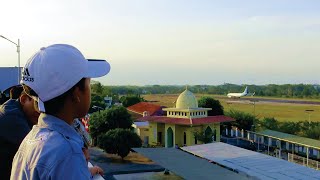 Rame rame nonton pesawat di Bandara Bandar Lampung