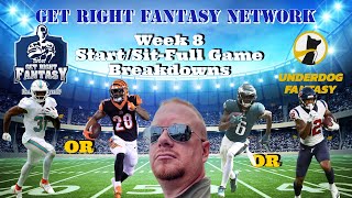 Fantasy Football Week 8 Game by Game Start/Sit Show with *Live* Q&A | GRFN Ep. 209