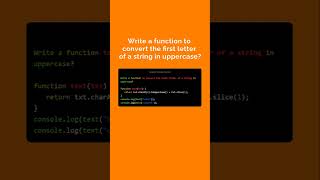 Write a Function To Convert The First Letter of a String in Uppercase #javascript #shorts