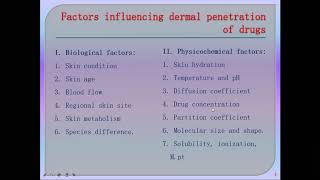 TDDS Lecture 2 I Factors influencing dermal penetration of drugs I Kinetics of  permeation