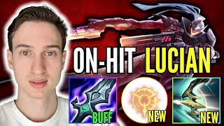 ON-HIT LUCIAN Abusing NEW ITEMS and RUNES Build & Gameplay Guide