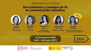 Webinario "Herramientas y consejos de IA en comunicación científica" (20/03/2024)