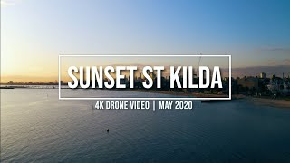 4K DRONE VIDEO SUNSET ST KILDA MELBOURNE AUSTRALIA | MAY 2020 | LIFE PRE COVID-19 LOCKDOWN