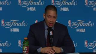 Tyronn Lue following elimination from the Playoffs on loss to the Warriors