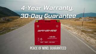 Banshee 14B-BS Sealed Motorcycle Battery - 4 Year Warranty - High Cranking Amps