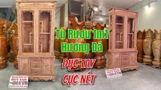 Mộc Chiếc Tủ Rượu 1m1 Gỗ Hương Đá Đục Tay Kỹ, Gỗ Đẹp Vân Nhiều