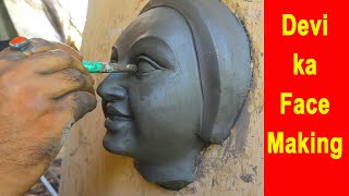 Devi murti ka face making easy process with clay | Art Tech