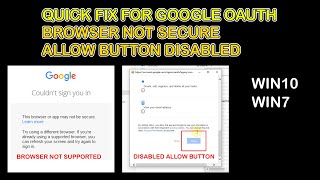 Fix Oauth Browser or app may not be secure or allow button disabled error