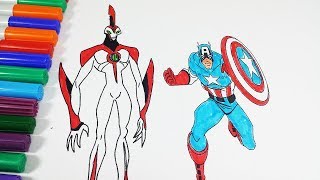 Coloring Pages Ben 10 Waybig Captain America - Coloring Videos Ben 10 Coloring Book 2018