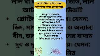 ডাইবেটিস রোগীর খাদ্য তালিকা #health #shorts #physiotherapy